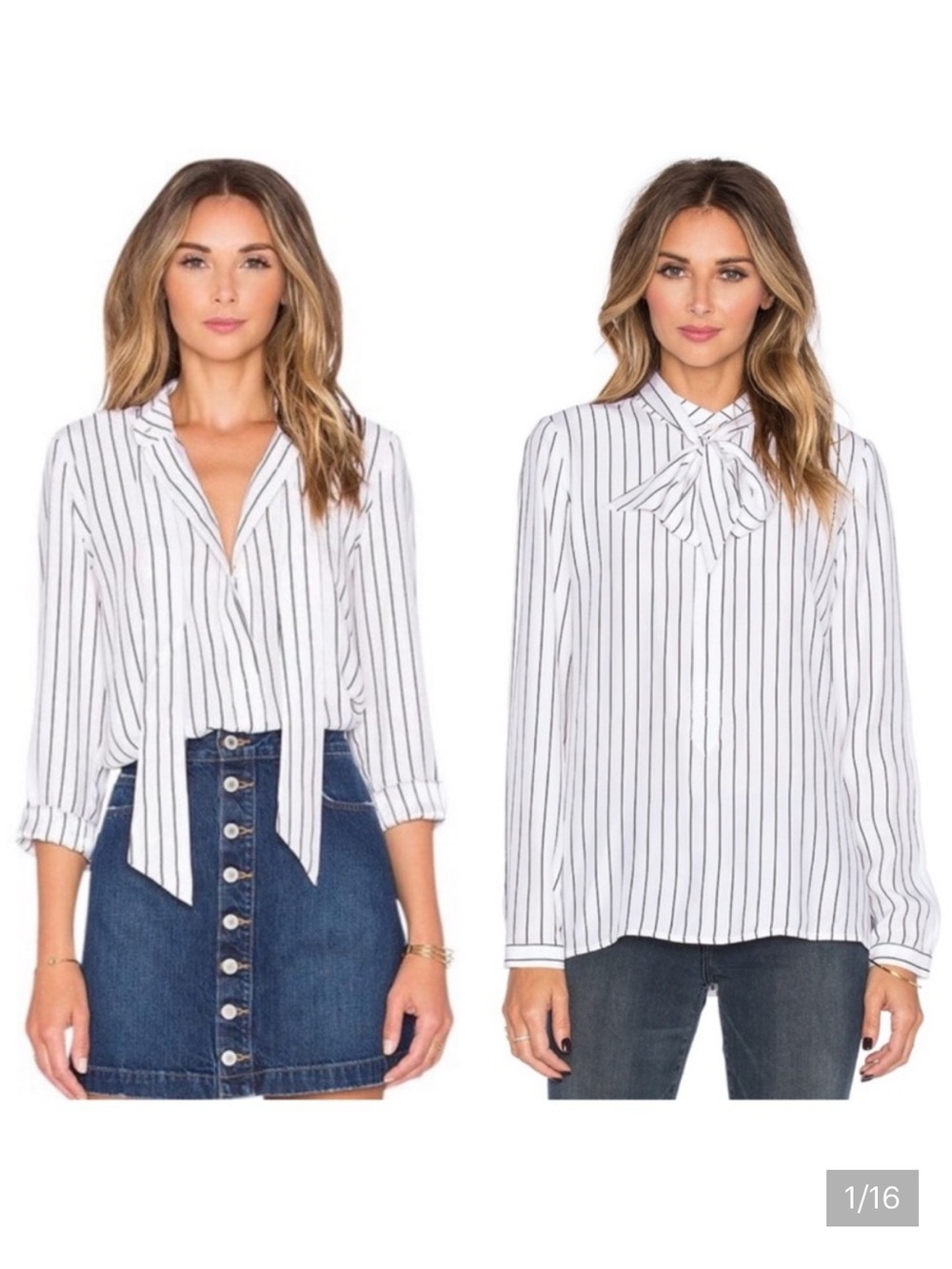 FRAME Silk Striped White Blouse